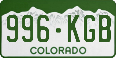 CO license plate 996KGB