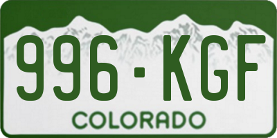 CO license plate 996KGF