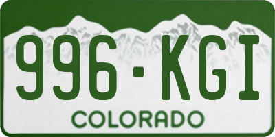 CO license plate 996KGI