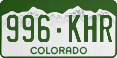 CO license plate 996KHR