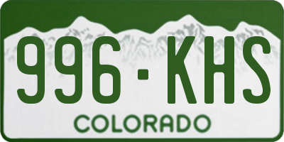 CO license plate 996KHS
