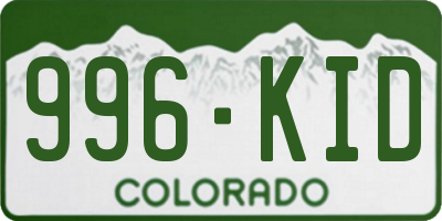 CO license plate 996KID