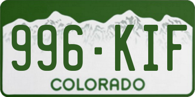 CO license plate 996KIF