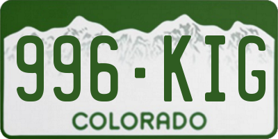 CO license plate 996KIG
