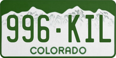 CO license plate 996KIL