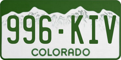 CO license plate 996KIV