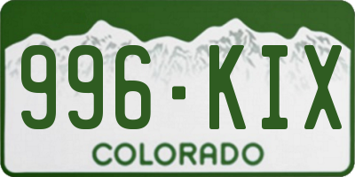 CO license plate 996KIX