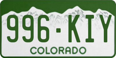 CO license plate 996KIY