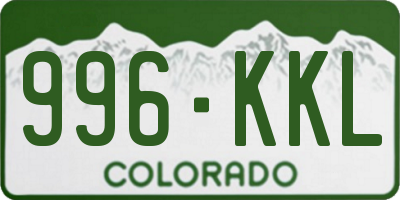 CO license plate 996KKL