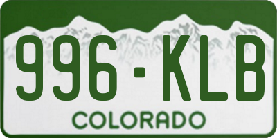 CO license plate 996KLB