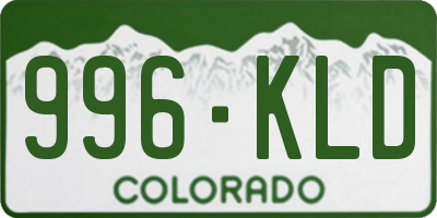 CO license plate 996KLD