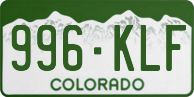 CO license plate 996KLF