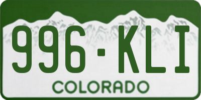 CO license plate 996KLI