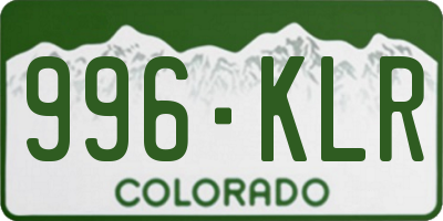 CO license plate 996KLR