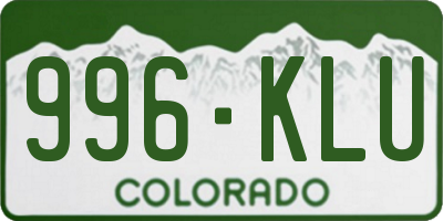 CO license plate 996KLU