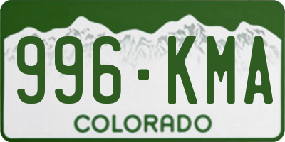 CO license plate 996KMA