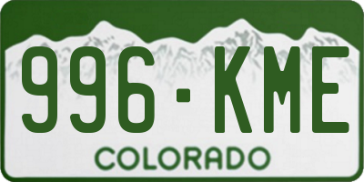 CO license plate 996KME