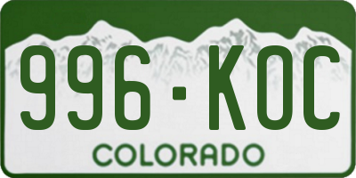 CO license plate 996KOC
