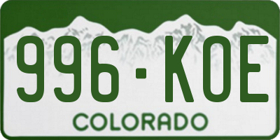 CO license plate 996KOE