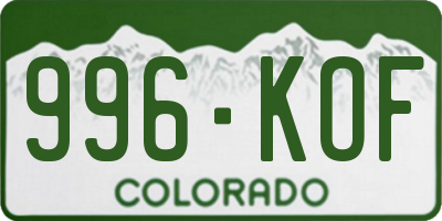 CO license plate 996KOF