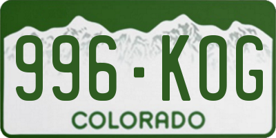 CO license plate 996KOG