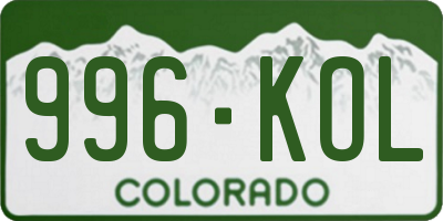 CO license plate 996KOL