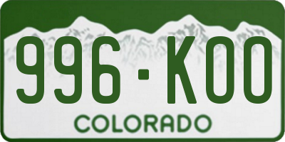 CO license plate 996KOO