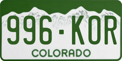 CO license plate 996KOR