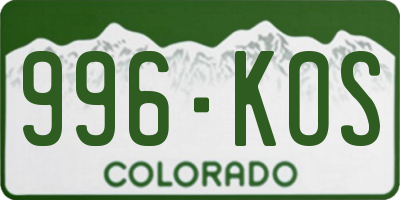 CO license plate 996KOS