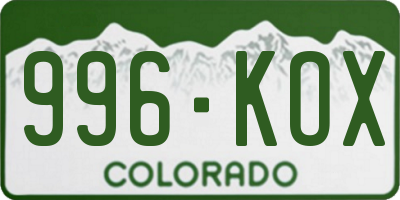 CO license plate 996KOX