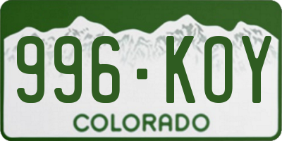 CO license plate 996KOY