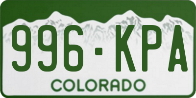 CO license plate 996KPA