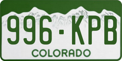 CO license plate 996KPB