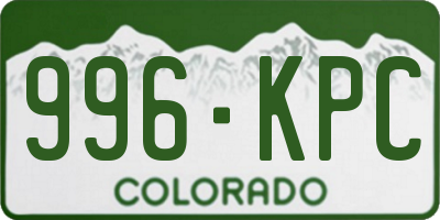 CO license plate 996KPC