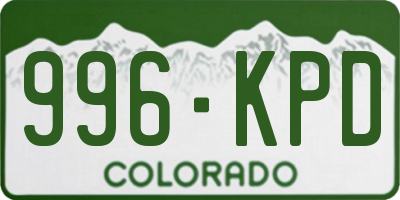 CO license plate 996KPD