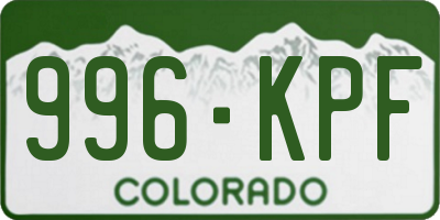 CO license plate 996KPF