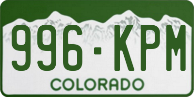 CO license plate 996KPM