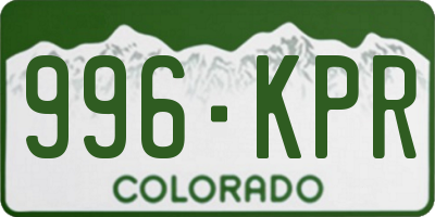 CO license plate 996KPR