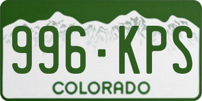 CO license plate 996KPS