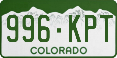 CO license plate 996KPT