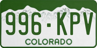 CO license plate 996KPV