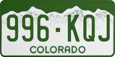 CO license plate 996KQJ