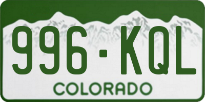 CO license plate 996KQL