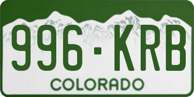 CO license plate 996KRB
