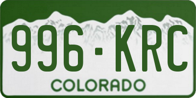 CO license plate 996KRC