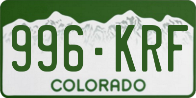 CO license plate 996KRF