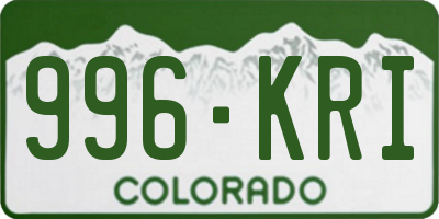 CO license plate 996KRI