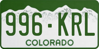 CO license plate 996KRL