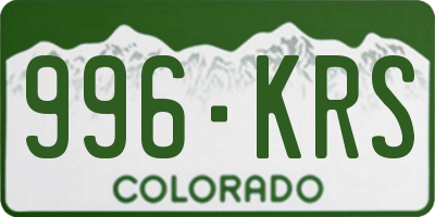 CO license plate 996KRS