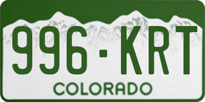 CO license plate 996KRT